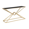 Console Piramid struttura in ferro color oro e vetro per interni