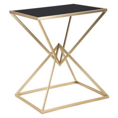 Tavolo da caffè Piramid struttura in ferro color oro e vetro per interni