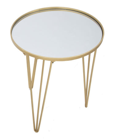 Tavolino da caffè struttura in ferro color oro e vetro per interni