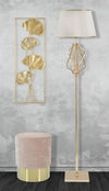 Lampada struttura in metallo e poliestere colore crema e oro per interni