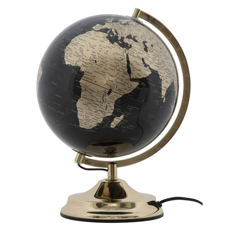 Mappamondo girevole con luce base in metallo per decorazione interni h 38 cm