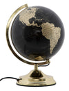 Mappamondo girevole con luce base in metallo per decorazione interni h 38 cm