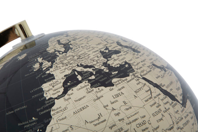 Mappamondo girevole con luce base in metallo per decorazione interni h 38 cm
