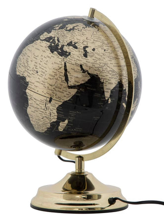 Mappamondo girevole con luce base in metallo per decorazione interni h 38 cm