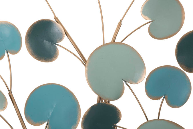 Albero decorativo in ferro con foglie azzurre per decorazioni ambienti