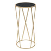 Tavolino porta telefono rotondo struttura in ferro color oro e vetro per interni
