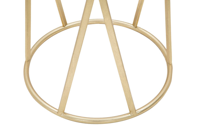 Tavolino porta telefono rotondo struttura in ferro color oro e vetro per interni