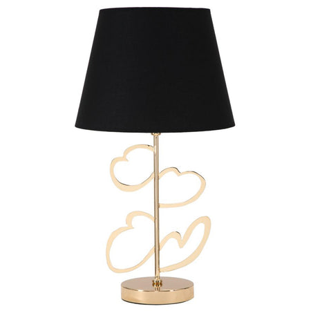 Lampada da tavolo cuori struttura in metallo color oro e nero per interni