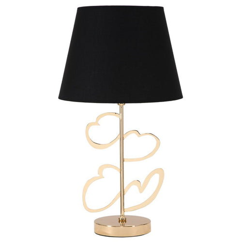 Lampada da tavolo cuori struttura in metallo color oro e nero per interni