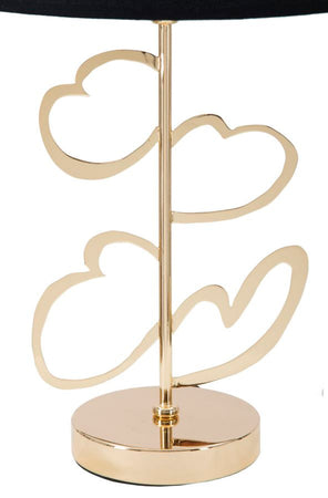 Lampada da tavolo cuori struttura in metallo color oro e nero per interni