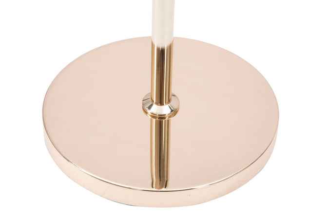 Lampada da terra struttura in metallo color oro e tessuto color nero per interni