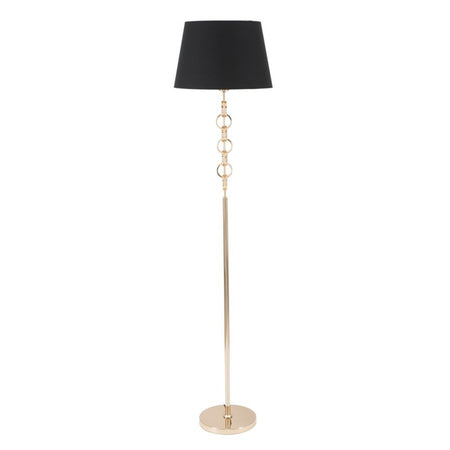 Lampada da terra struttura in metallo color oro e tessuto color nero per interni