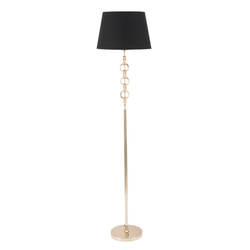 Lampada da terra struttura in metallo color oro e tessuto color nero per interni