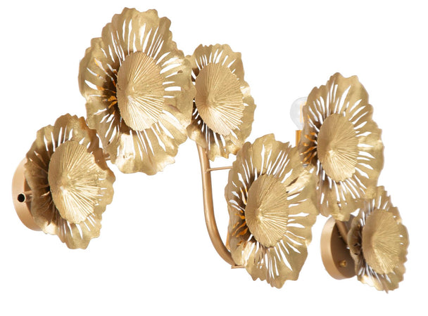 Lampada da muro struttura in metallo color oro con 3 luci per interni