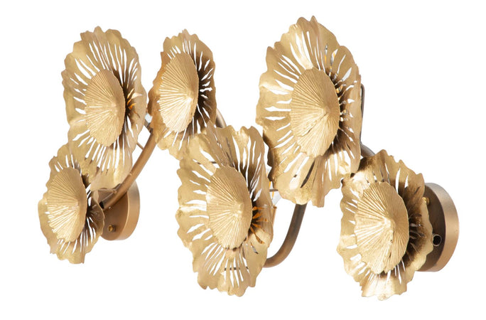 Lampada da muro struttura in metallo color oro con 3 luci per interni