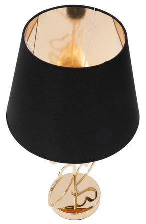 Lampada da tavolo cuori struttura in metallo color oro e nero per interni