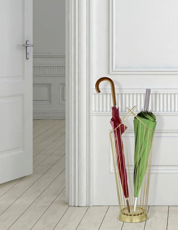 Porta ombrelli struttura in ferro color oro per interni