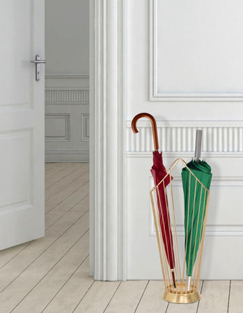 Porta ombrelli struttura in ferro color oro per interni