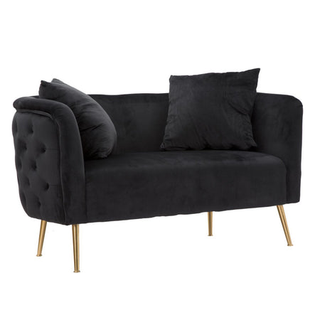 Divanetto "Bucarest" 2 posti in velluto gambe in metallo color oro per interni