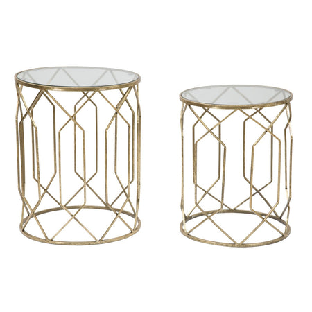 Tavolinetti "Tunisi" rotondi struttura in ferro color oro per interni set da 2