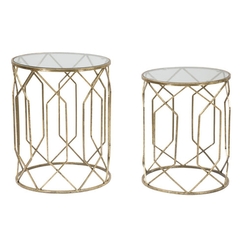 Tavolinetti Tunisi rotondi struttura in ferro color oro per interni set da 2