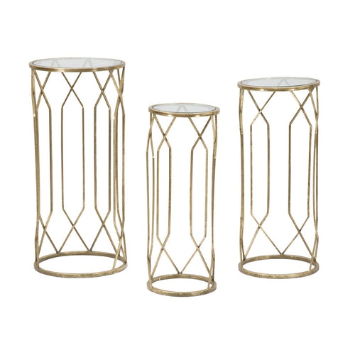 Porta telefono Tunisi rotondi struttura in ferro color oro per interni set da 3