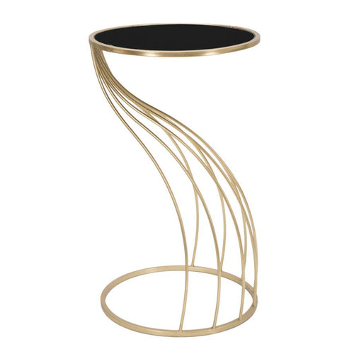 Tavolino porta telefono Flush struttura in ferro color oro e vetro per interni