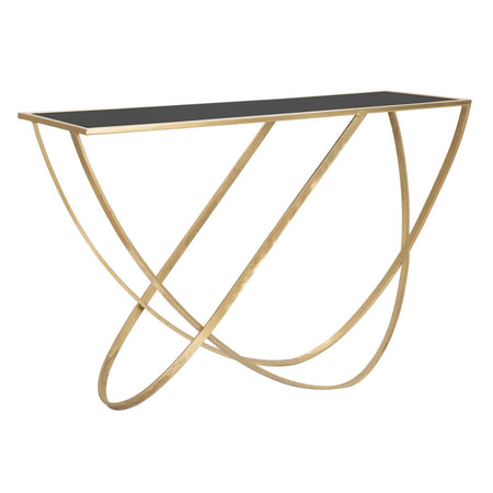 Console ring struttura in ferro color oro e vetro per interni