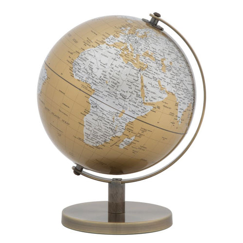 Mappamondo girevole con base in metallo per decorazione interni h 28 cm