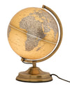 Mappamondo girevole con luce base in metallo per decorazione interni h 38 cm