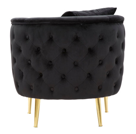 Poltrona "Bucarest" 1 posto in velluto gambe in metallo color oro per interni