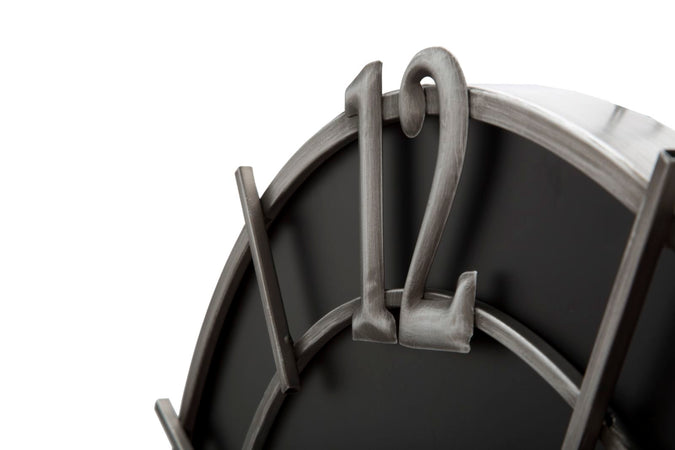 Orologio da parete in legno MDF e ferro color nero e argento per salotto e cucina