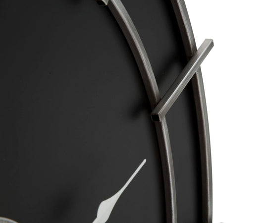 Orologio da parete in legno MDF e ferro color nero e argento per salotto e cucina