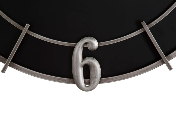 Orologio da parete in legno MDF e ferro color nero e argento per salotto e cucina