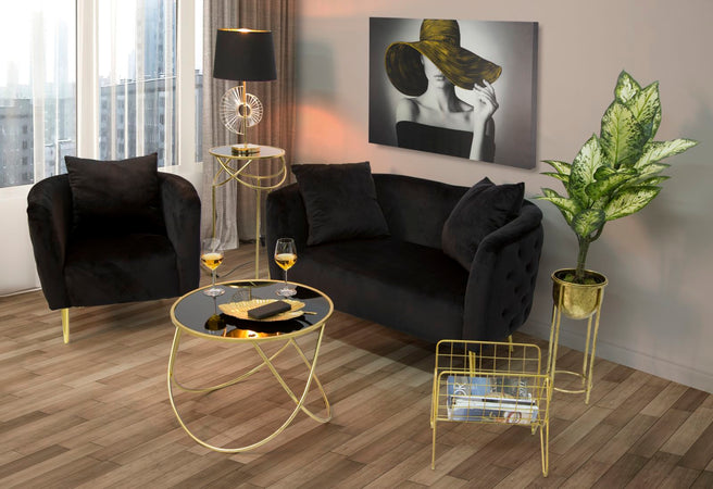 Poltrona "Bucarest" 1 posto in velluto gambe in metallo color oro per interni