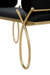 Panca Ribbon in poliestere gambe in metallo color oro per interni