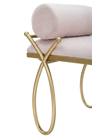 Panca "Ribbon" in poliestere gambe in metallo color oro per interni