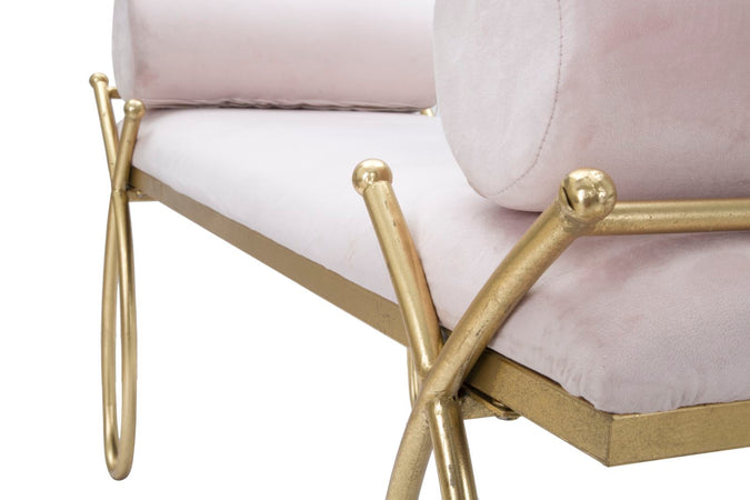 Panca "Ribbon" in poliestere gambe in metallo color oro per interni