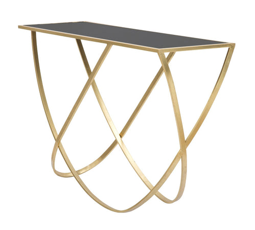 Console ring struttura in ferro color oro e vetro per interni