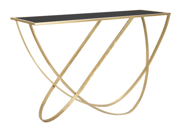 Console ring struttura in ferro color oro e vetro per interni