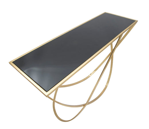 Console ring struttura in ferro color oro e vetro per interni