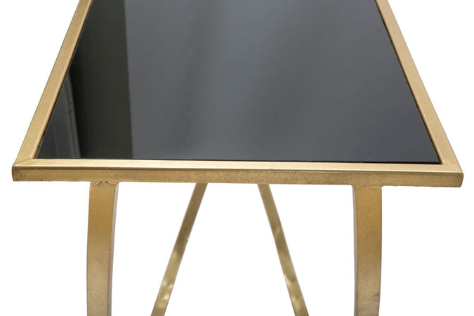 Console ring struttura in ferro color oro e vetro per interni