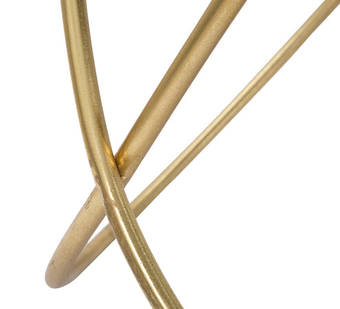 Tavolinetto ring struttura in ferro color oro e vetro per interni