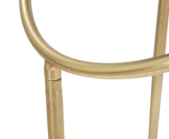 Tavolino porta telefono ring rotondo struttura in ferro color oro e vetro per interni