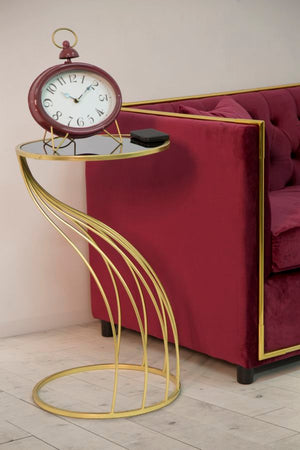 Tavolino porta telefono "Flush" struttura in ferro color oro e vetro per interni