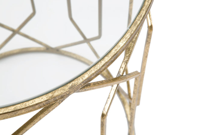 Tavolinetti "Tunisi" rotondi struttura in ferro color oro per interni set da 2