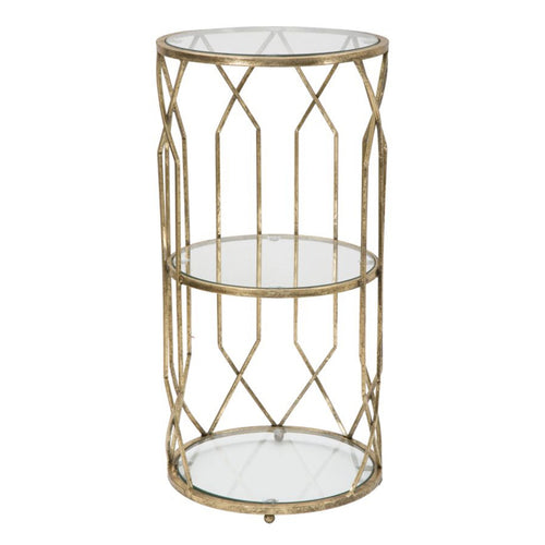 Porta telefono Tunisi doppio struttura in ferro color oro e vetro per interni