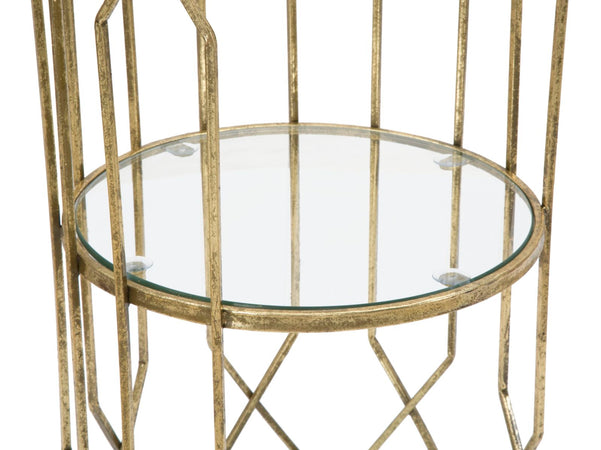 Porta telefono "Tunisi" doppio struttura in ferro color oro e vetro per interni