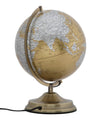Mappamondo girevole con luce base in metallo per decorazione interni h 38 cm