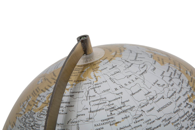 Mappamondo girevole con luce base in metallo per decorazione interni h 38 cm